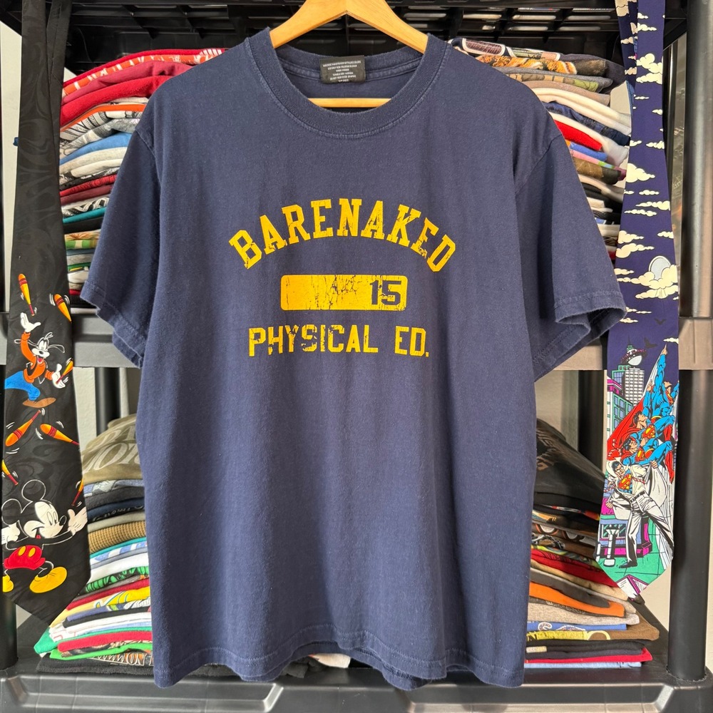 Y2K Navy Barenaked Ladies Physical Ed Band T-Shirt Large Lightly Faded